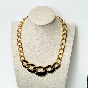 Vintage Napier Gold-plated Black Enamel Choker Necklace 15”